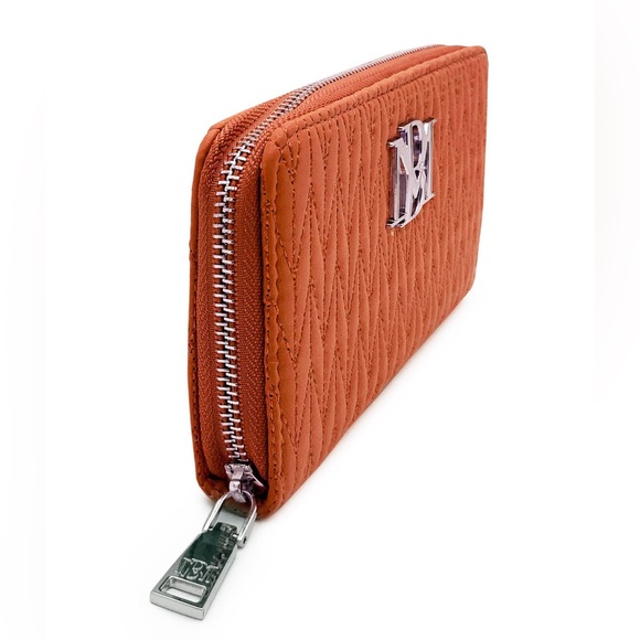 Badgley Mischka Coral Quilted Long Wallet with Detailed Stitching - Picture 2 of 4